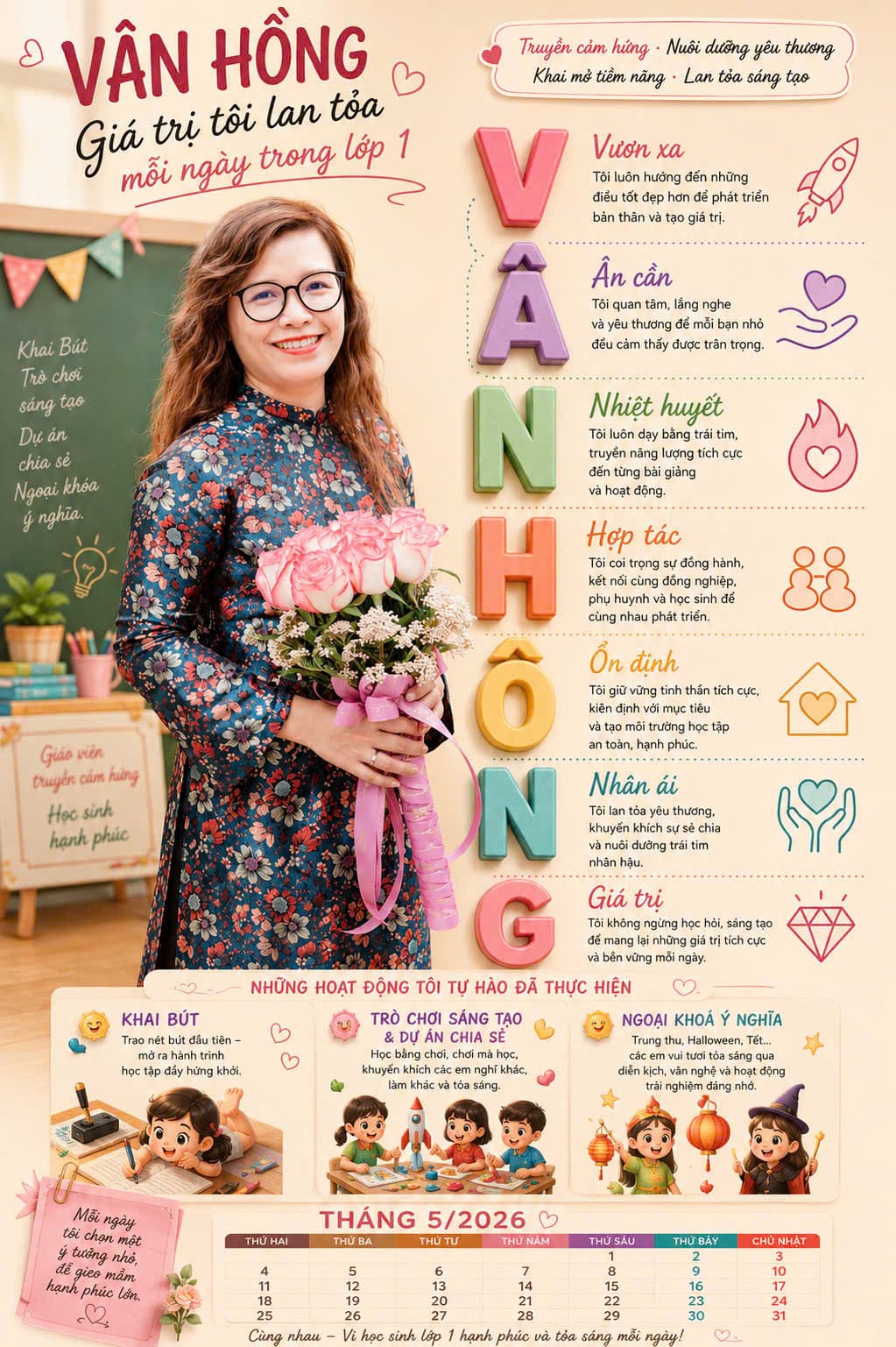Cô Hồng — người đồng hành cùng con vào lớp 1